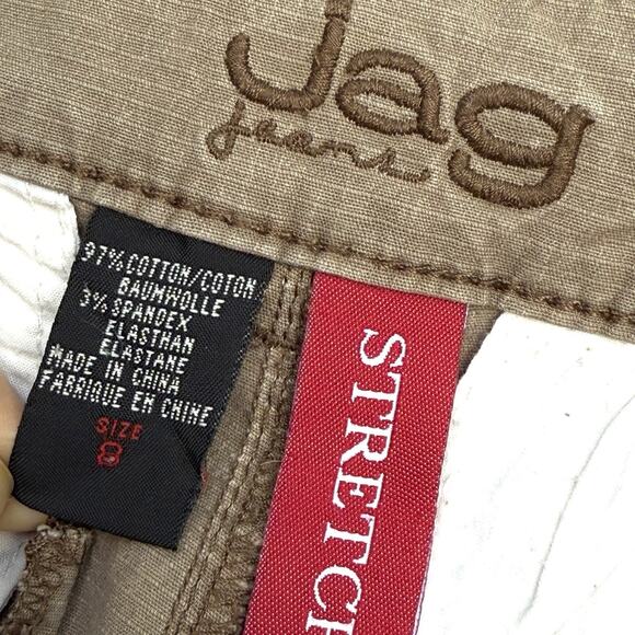 JAG Cropped Wide Leg Cargo Pants Relaxed Fit Sz 8 Khaki Cuff Drawstring Pockets - Picture 7 of 9